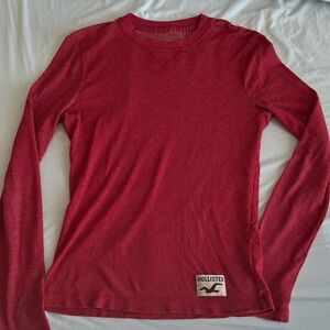 2004 Y2K Hollister Red Crewneck Waffle Long Sleeve